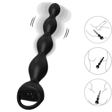 Armony vibrator finger anal plug aus schwarzem silikon mit ringbasis und segmentiertem, bauchigem design