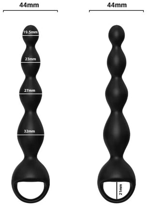 Schwarzer silikon analplug mit segmentiertem, bauchigem design und ring am basis für analstimulation
