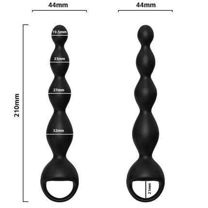 Schwarzer silikon analplug mit segmentiertem, bauchigem design und ring am basis für analstimulation