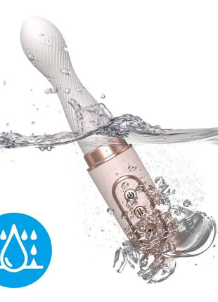Armony vibrator-rotator in roségold und weiß mit wasserdichtem design, strukturierter griff und bedientasten