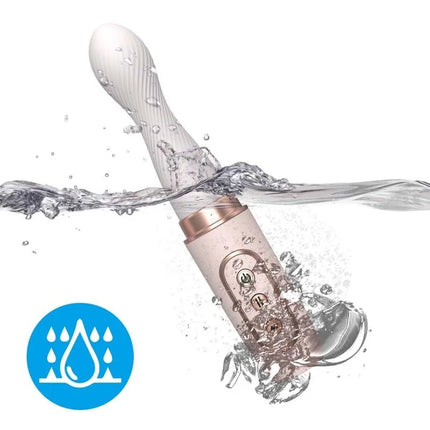 Armony vibrator-rotator in roségold und weiß mit wasserdichtem design, strukturierter griff und bedientasten
