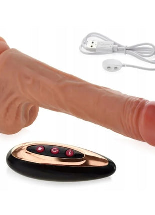 Tan silikon wiederaufladbarer vibrierender realistischer dildo mit fernbedienung und usb-ladekabel