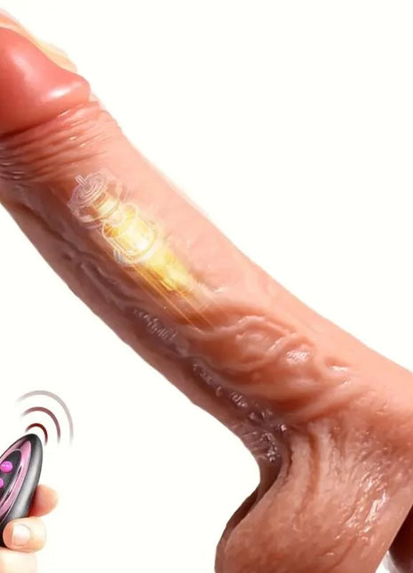 Tanfarbener silikon dildo armony mit realistischem relief und leuchtendem innenlicht, wiederaufladbar und fernsteuerbar