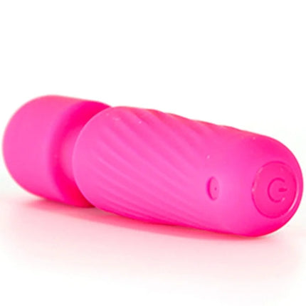 Armonys wiederaufladbarer rosa silikon massagestab mit 10 vibrationen und geriffelter textur sowie kreisförmigem powerbutton