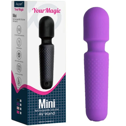 Lila silikon av magischer massager mit texturiertem griff und abgerundetem kopf von armony