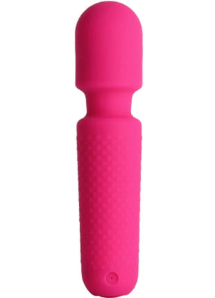 Vibrant pink silikon umwickelter stab vibrierender massager mit strukturierter griff und abgerundetem kopf
