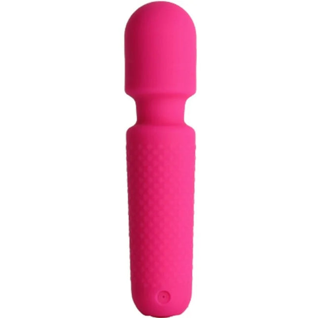Vibrant pink silikon umwickelter stab vibrierender massager mit strukturierter griff und abgerundetem kopf