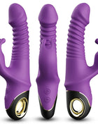 Lila silikon vibrator armonat zing dildo kaninchen mit geriffeltem körper und goldakzenten am basisbedienelement