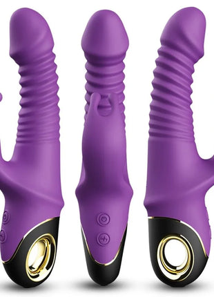 Lila silikon vibrator armonat zing dildo kaninchen mit geriffeltem körper und goldakzenten am basisbedienelement