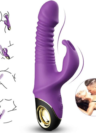 Lila silikon vibrierender rabbit dildo vibrator arsony mit goldakzenten und bedientasten