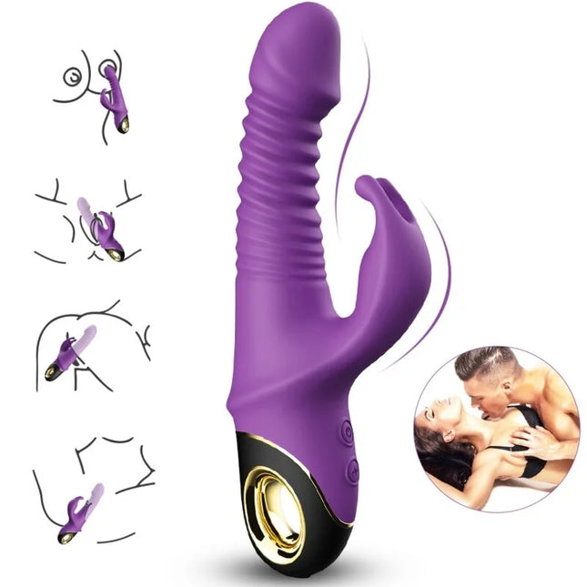 Lila silikon vibrierender rabbit dildo vibrator arsony mit goldakzenten und bedientasten