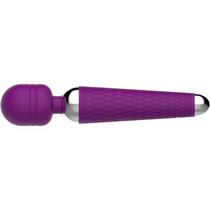 Armonflex luxuriöser lila silikonumhüllter wandvibrator mit metallischem silberkopf und abgerundetem ende