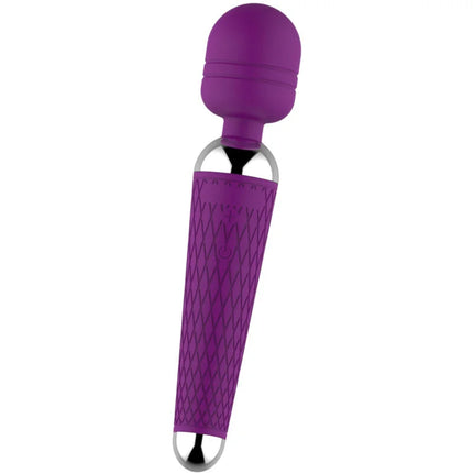 Armonflex luxuriöser silikonumhüllter violetter wand-vibrator mit texturiertem griff und metallischen akzenten