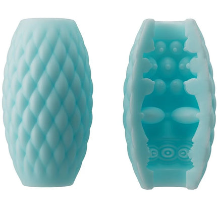Lightblaue silikon zahnbürstenhalter mit gesteppter außenfläche und abgerundeten massageknoten innen von athena eros