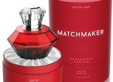 Rote facettierte glasparfümflasche auge der liebe matchmaker mit kristallartiger silberkappe 30 ml