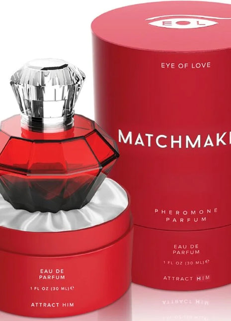 Rote facettierte glasparfümflasche auge der liebe matchmaker mit kristallartiger silberkappe 30 ml