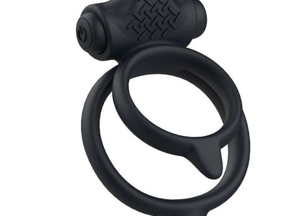 Schwarzer silikon vibrierender ring b swish bcharmed basic plus mit strukturiertem griff und power taste