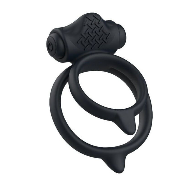 Schwarzer silikon vibrierender ring b swish bcharmed basic plus mit strukturiertem griff und power taste