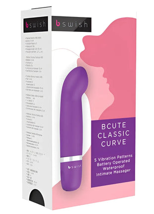 Lila b swish bcute classic curve intimer massager mit silbernem ring nahe der basis für persönliche entspannung