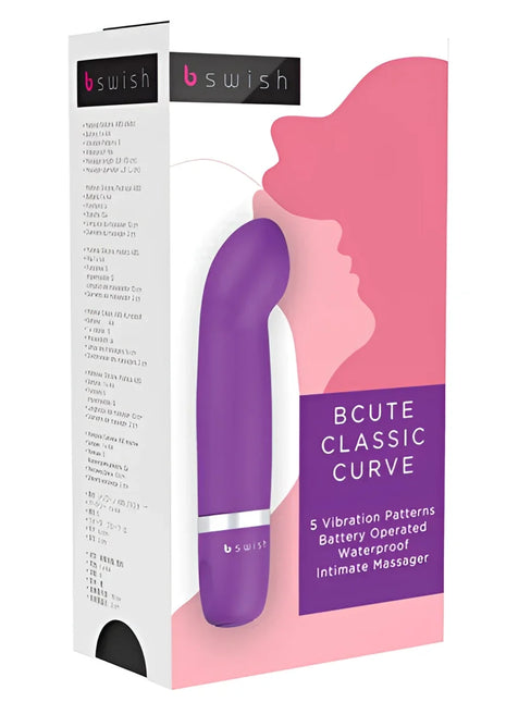 Lila b swish bcute classic curve intimer massager mit silbernem ring nahe der basis für persönliche entspannung
