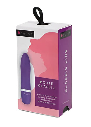 Lila bcute classic intimer massager mit silbernem akzentband in originalverpackung von bswish