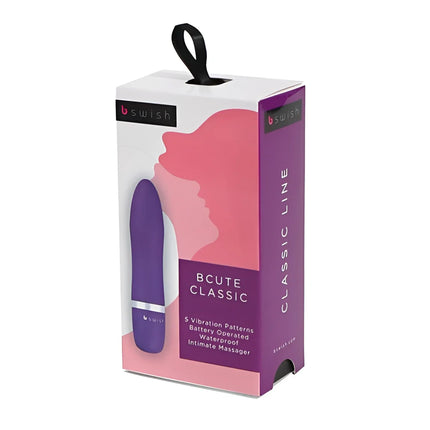 Lila bcute classic intimer massager mit silbernem akzentband in originalverpackung von bswish