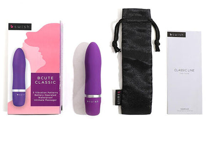 B swish bcute classic flieder intimer massager in lila mit silbernem ring nahe der basis