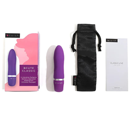 B swish bcute classic flieder intimer massager in lila mit silbernem ring nahe der basis