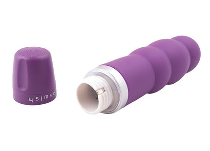 Lila silikon vibrator mit weißer metallbasis und cap mit eingraviertem bush logo b swish bcute classic pearl lilac