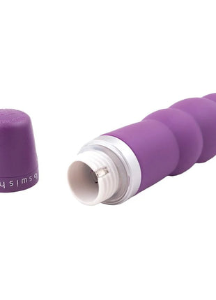 Lila silikon vibrator mit weißer metallbasis und cap mit eingraviertem bush logo b swish bcute classic pearl lilac