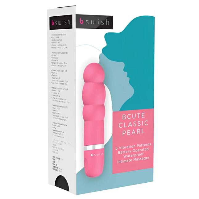 Pink bswish bcute classic pearl intimer massager mit silberband am fuß, silikonmaterial, für entspannende anwendung