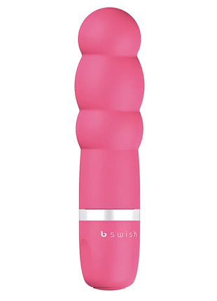 Pink silikon vibratorstab mit silbernem ring und b swish markierung aus der b swish bcute classic pearl pink serie