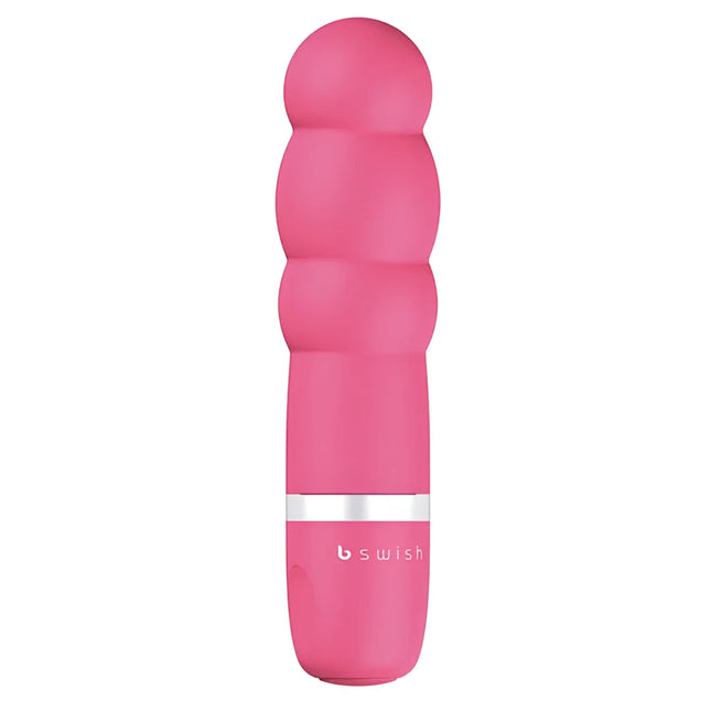 Pink silikon vibratorstab mit silbernem ring und b swish markierung aus der b swish bcute classic pearl pink serie