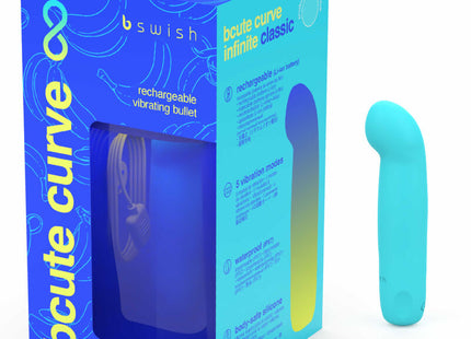 Blauer silikon-vibrator b swish bcute curve infinite classic limited edition in sanft gebogener form mit wiederaufladbarem akku