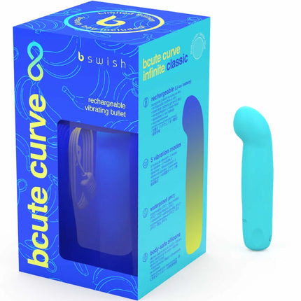 Blauer silikon-vibrator b swish bcute curve infinite classic limited edition in sanft gebogener form mit wiederaufladbarem akku