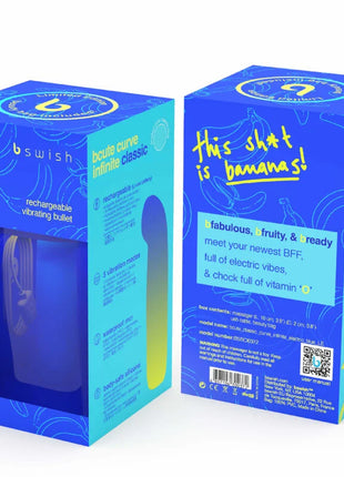 Blau-gelber bananen-motiv karton mit bswish bcute curve infinite classic wiederaufladbarem silikon-vibrator