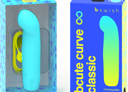 Teal und limettengrüner bcute curve klassischer wiederaufladbarer vibrator aus silikon in markenverpackung