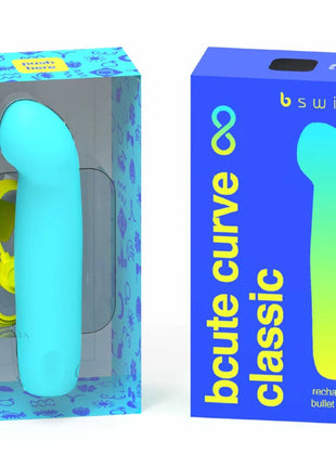 Teal und limettengrüner bcute curve klassischer wiederaufladbarer vibrator aus silikon in markenverpackung