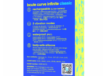 Blaue und limettengrüne verpackung des wiederaufladbaren silikon-vibrators b swish bcute curve infinite klassisch
