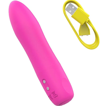 Vibrant pink silikon vibrator bcute infinite heat classic von b swish mit zwei silbernen knöpfen und usb-ladekabel