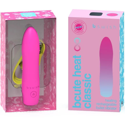 Pink bswish bcute infinite heat classic wiederaufladbarer vibrator mit glatter oberfläche und gelbem ladekabel