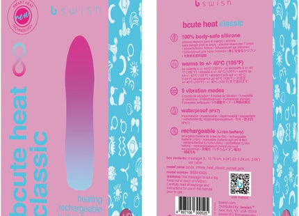 B swish bcute infinite heat classic heilbarer vibrator in pink mit 100% körpersicherem silikon und blauem packungsdesign