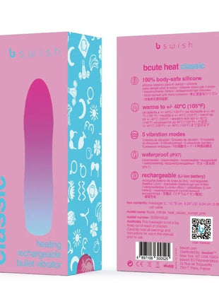 B swish bcute infinite heat classic heilbarer vibrator in pink mit 100% körpersicherem silikon und blauem packungsdesign