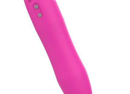 Ein pinker silikon-vibratorstab b swish bcute infinite heat mit zwei silbernen steuerknöpfen oben