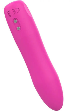 Ein pinker silikon-vibratorstab b swish bcute infinite heat mit zwei silbernen steuerknöpfen oben