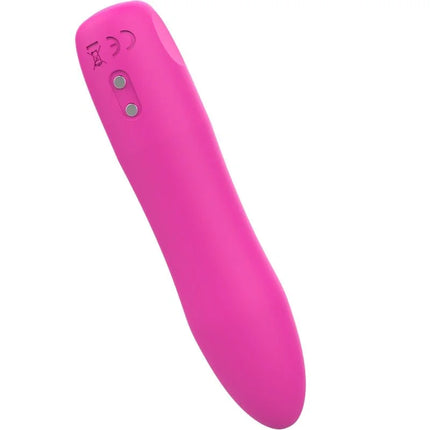 Ein pinker silikon-vibratorstab b swish bcute infinite heat mit zwei silbernen steuerknöpfen oben