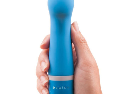 Blue bswish personal pleasure device mit glattem mattfinish und silbernem akzentband b desired deluxe curve lagoon blue