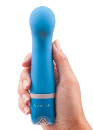 Blue bswish personal pleasure device mit glattem mattfinish und silbernem akzentband b desired deluxe curve lagoon blue