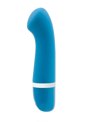 B swish bdesired deluxe curve lagoon blue blaues silikon vibratorisches spielzeug mit weißem band am sockel