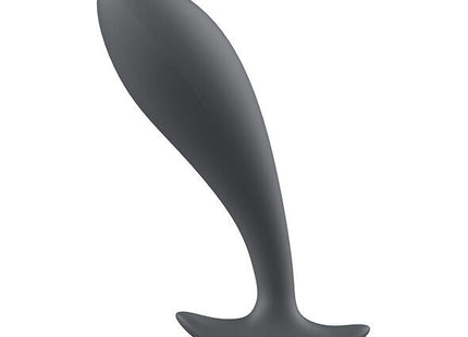 Dunkelgrauer silikon analplug mit glatten ergonomischen konturen und rundem ansatz von b swish slate
